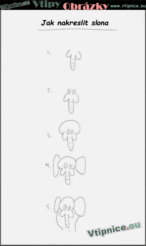 Vtipné obrázky s textem - jak nakreslit slona