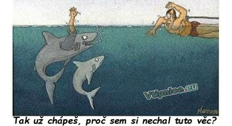 Kreslené vtipy - žraloci