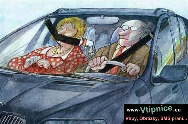 Kreslené vtipy - bezpečnostní pásy