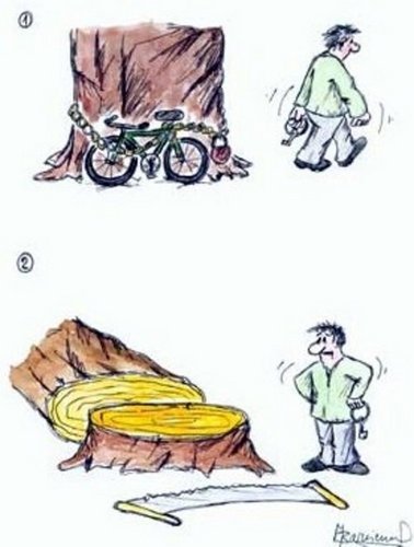 Kreslené vtipy - krádež kola